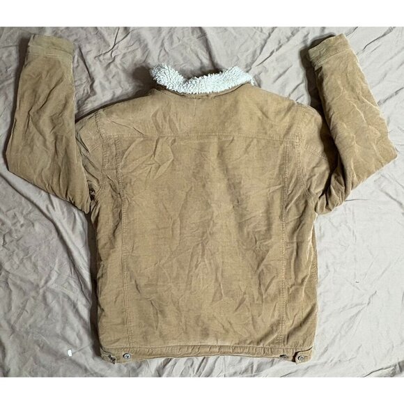 Machine Men's XL Corduroy Sherpa-Lined Trucker Jacket Coat Button Flap Pockets - Picture 10 of 12